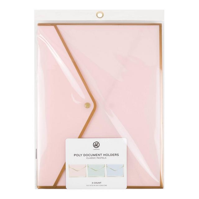 3ct Poly Document Holders with Snap Cover - Pastels - U-Brands