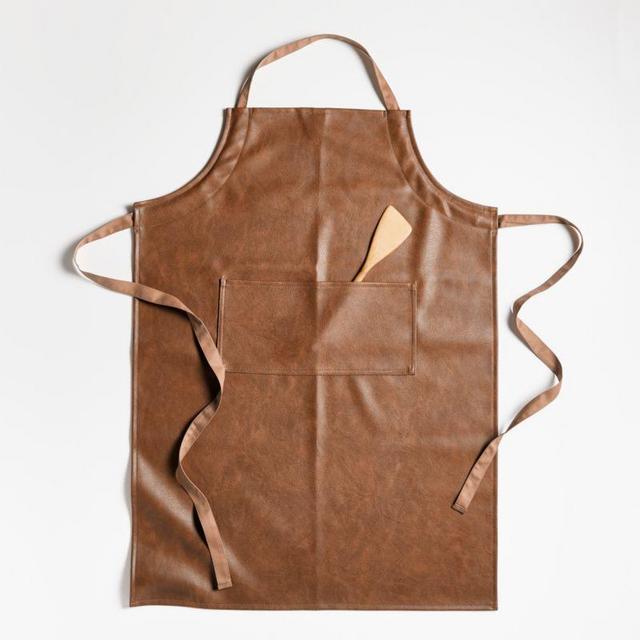 Scout Cognac Faux Leather Apron with Pocket