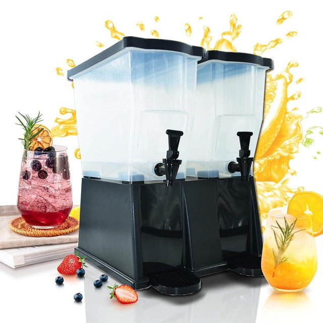 6 Gallon Iced Beverage Dispenser, Commercial Drink Dispenser For Parties 22L Juice Dispenser With Spigot Black Base