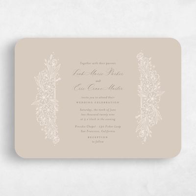 Canvas Tan, Brown Wedding Invitation - Yolande Landscape