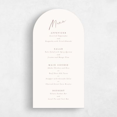 Beige Arch Wedding Menu - Anerley