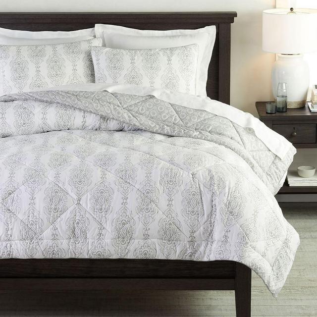 Dessi Print Reversible Comforter, King/Cal King, Gray