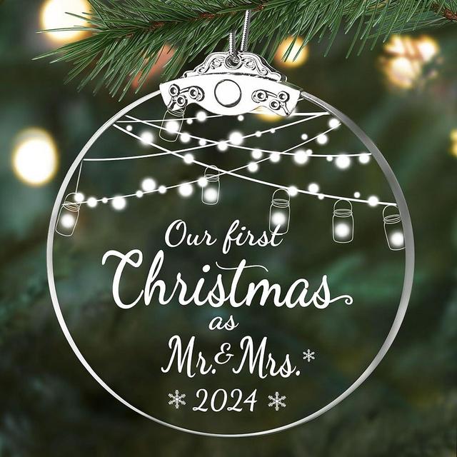 Weddding Gifts for Couple, Our First Christmas as Mr and Mrs Ornament 2024 with Gift Box, Crystal First Christmas Married Ornaments, Wedding Bridal Shower Gift, Newlywed Keepsake