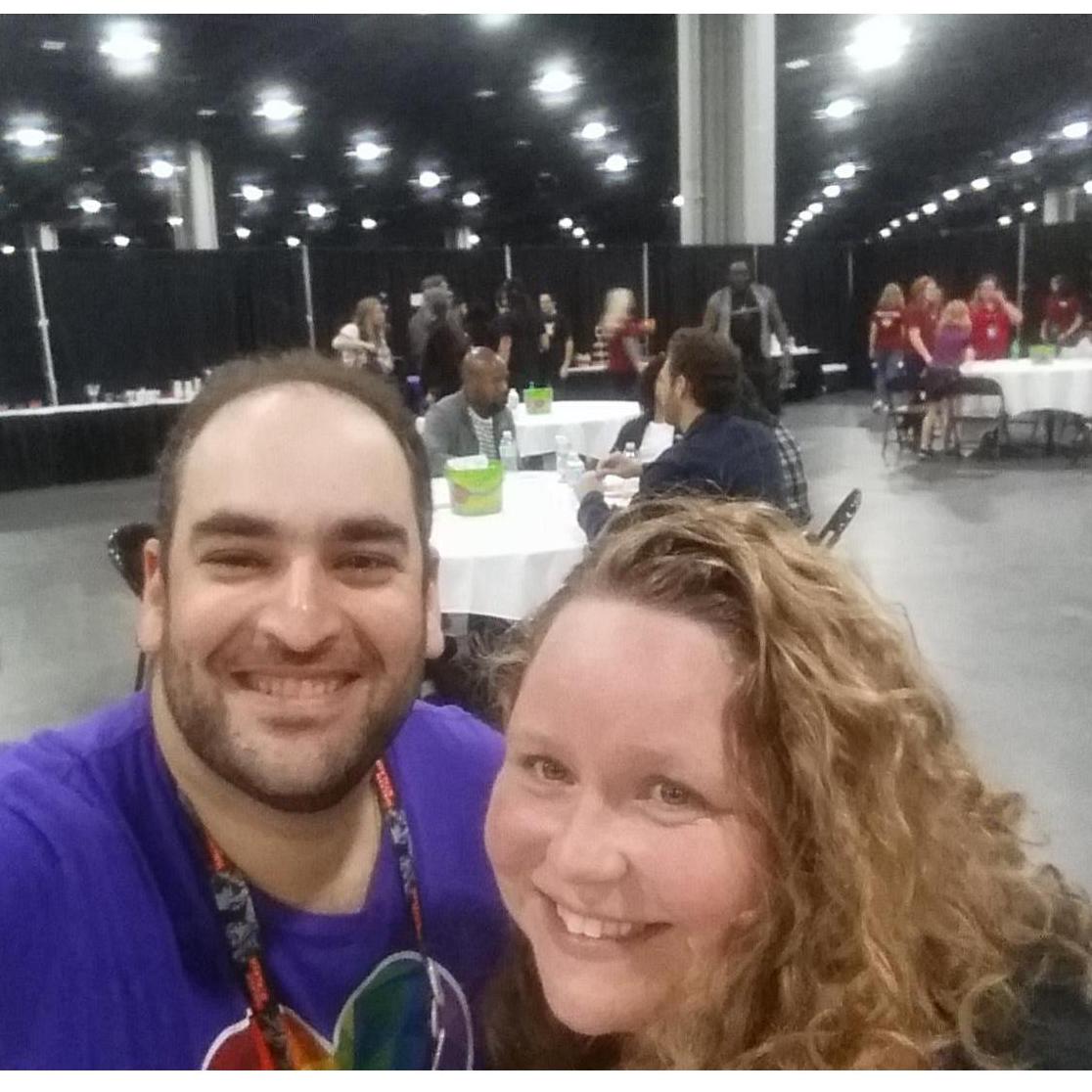 Surprise! Robert got us lunch in the green room at Walker Stalker! (those are famous actors behind us)