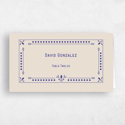 Blue Vintage Wedding Place Card - Augusta