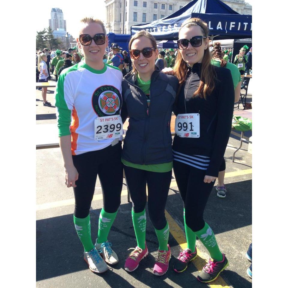Amelia, Micaela and Riona Sutton running a St. Patrick's Day 5k in Providence, RI