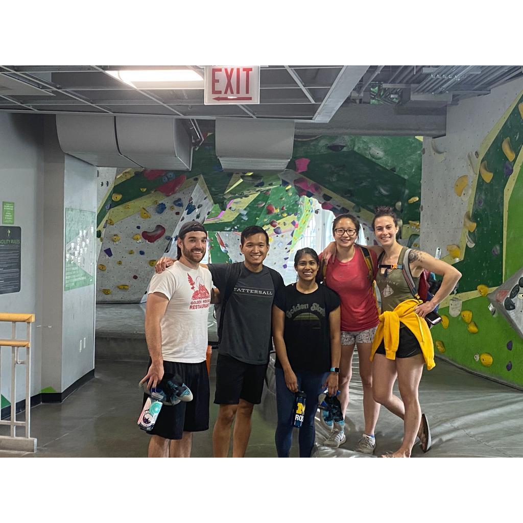 Climbing at our home bouldering gym - First Ascent!