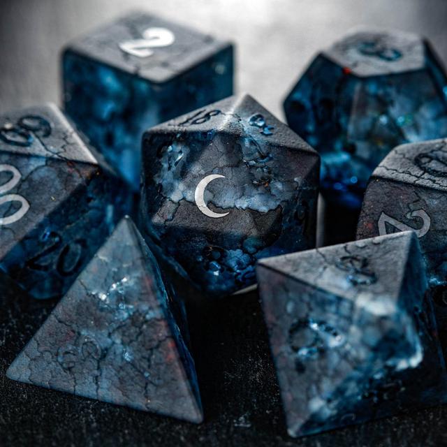 Raised Dark Blue Lightning Glass Cracked...