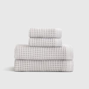 Organic Turkish Waffle Bath Towel Bundle (Silver)