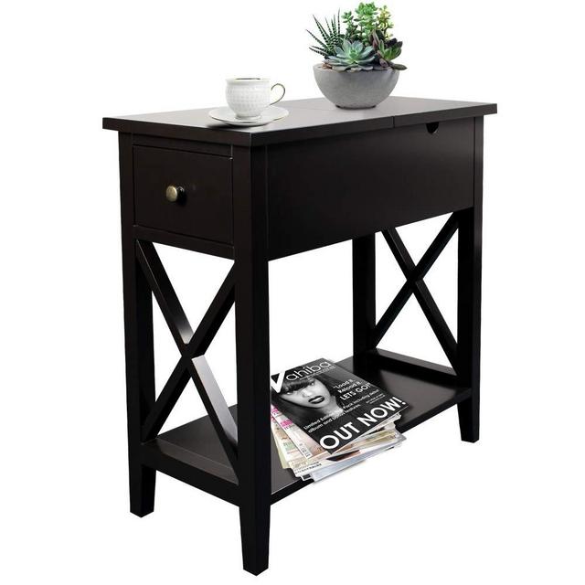 ChooChoo Flip Top Open End Table, Narrow Side Table Slim End Table for Living Room Bedroom