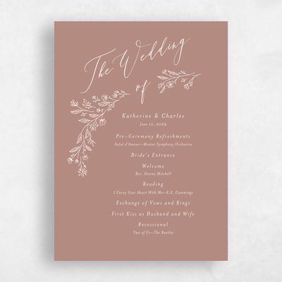 Café au Lait, Brown Wedding Program - Miette