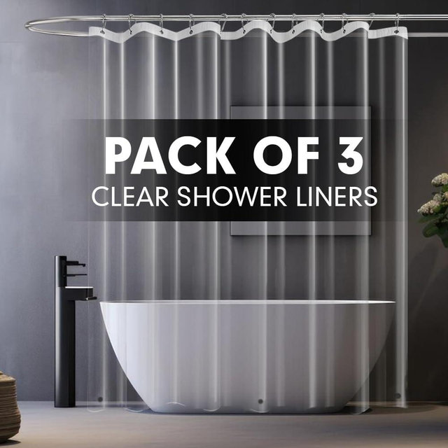 Hereisa 3-Pack Clear Plastic Shower Curtain Liners, 3G Lightweight [72x72 Inch] - Crystal Transparency, Waterproof Bathroom & Bathtub Liners, Easy Install