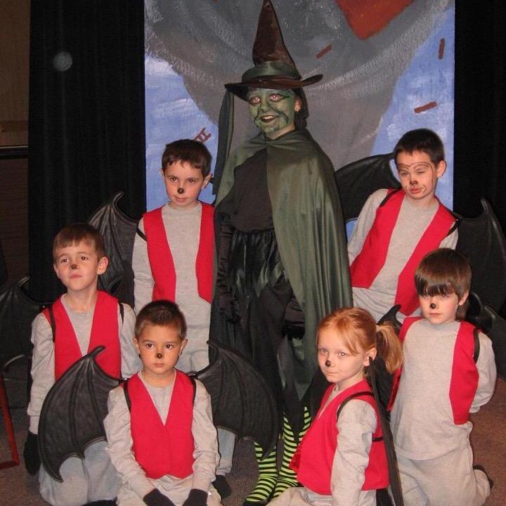 We're the two on the bottom right, and that's Adelyn in the middle with the green face