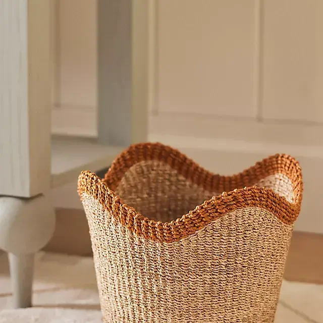 Genevieve Scalloped Woven Bin