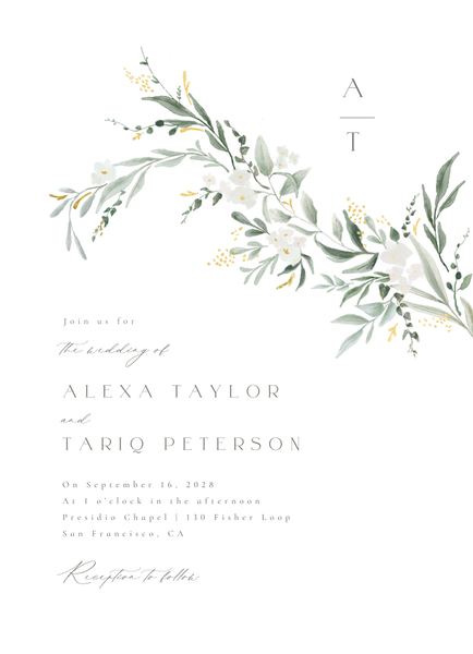 Darcy Classic Foil | Dark Sage | Zola Wedding Invitations