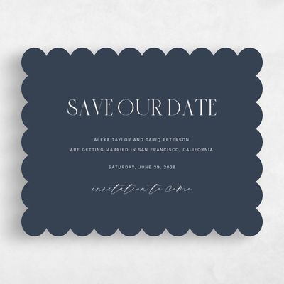 Blue Scalloped Wedding Save the Date - Roberts Landscape
