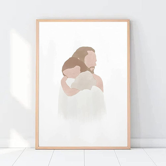 Watercolor Jesus Art Christ Painting Jesus Abstract Wall Art Jesus Christ Artwork Modern Jesus Picture Minimalist Jesus Canvas Art Wall Decor Jesus and Little Girl Wall Art God Poster 16x24in Unframed