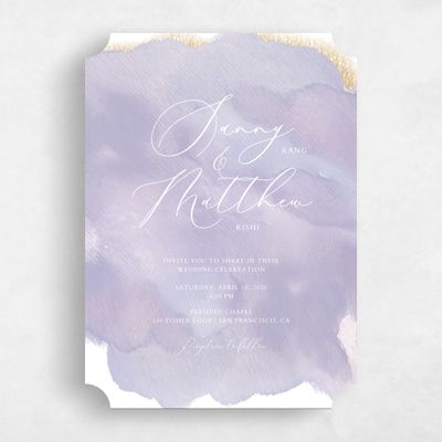 Purple Ticket Wedding Invitation - Opaline Portrait