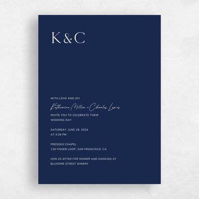 Naval, Blue Wedding Invitation - Brockway Type