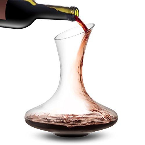 JoyJolt Lancia Hand Blown Lead-free Crystal Wine Decanter and Aerator Glass Red Wine Carafe 54-Ounces