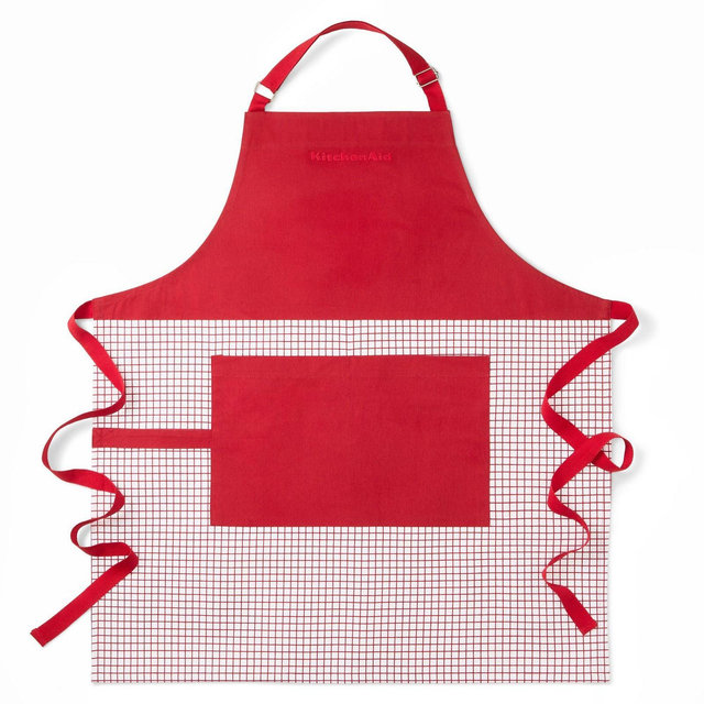 KitchenAid Gridlines Big Chef Water & Stain Resistant Adult Apron, Passion Red