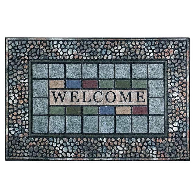 CHICHIC Entrance Door Mat Entry Way Doormat Front Door Rug Outdoor Heavy Duty Welcome Mat, Non Slip Rubber Back Low Profile for Garage, Patio, High Traffic Area, Large 24 x 36 Inch (Rectangle Style A)