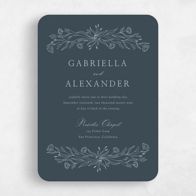 Blue Rounded Wedding Invitation - Vanora Portrait