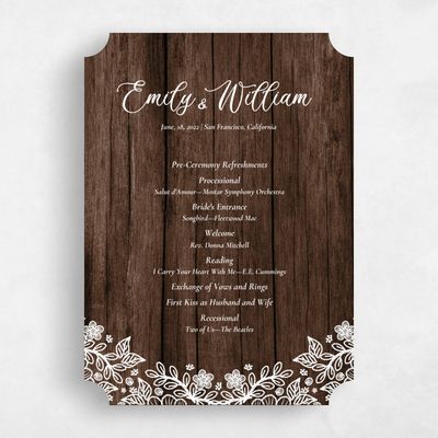 Brown Ticket Wedding Program - Kenton