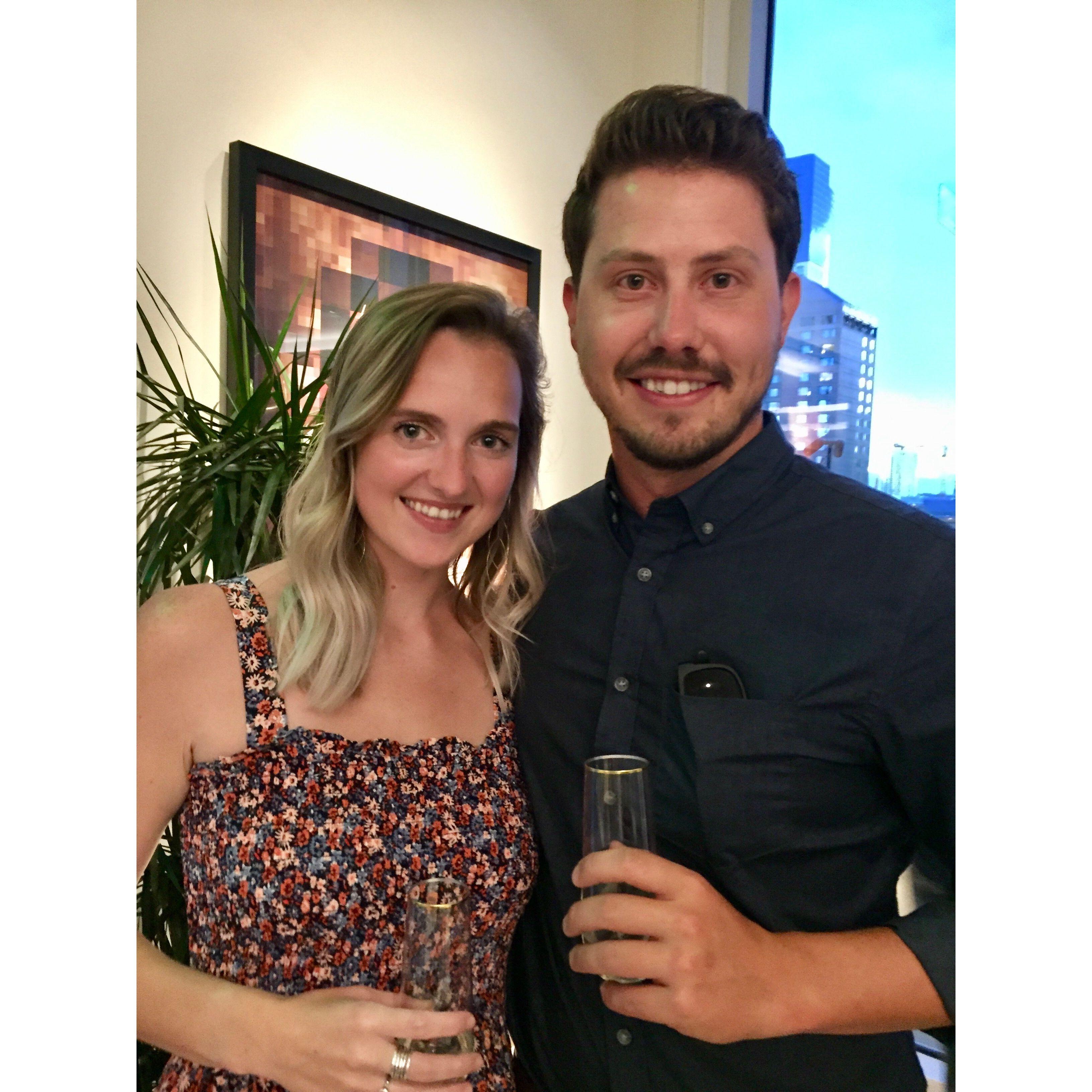 First official picture together at Danielle and Bret's engagement party!