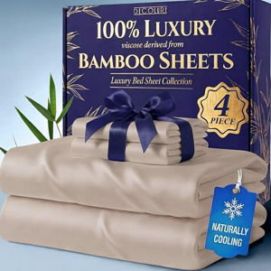 DECOLURE 100% Viscose Derived from Bamboo Sheets King Size - Luxury 4 Pc Naturally Cooling Sheets, Ultra Soft Bed Set - Deep 17" Pockets, Durable Double Stitching, Oeko Tex Standard (Taupe)