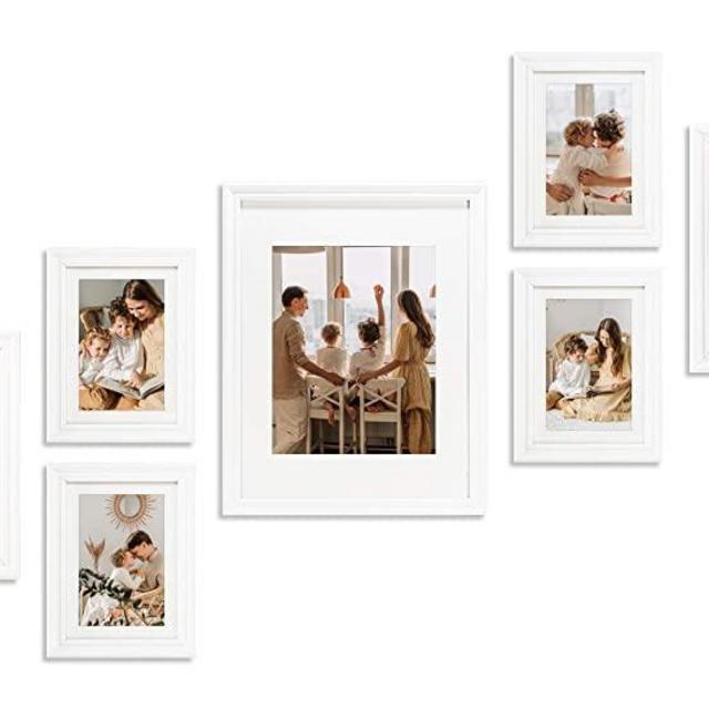 Golden State Art, Wall Frames Collection, White Wood Frame Set for Pictures/Photos, 7 Frames