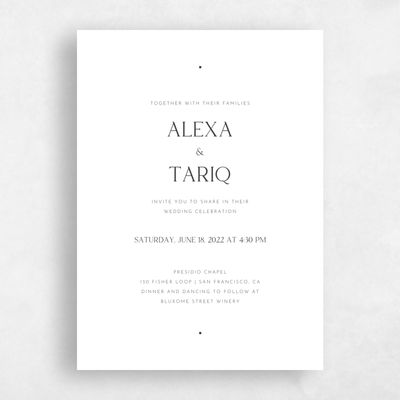 White Wedding Invitation - Sharpe Type