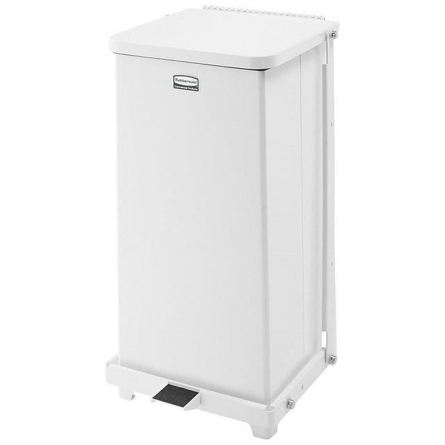 Rubbermaid FGST12ERBWH The Defenders Steel Square White Garbage 12 Gallon