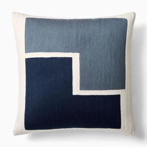 Crewel Stacked Shapes Pillow Cover - 20"x20", Midnight