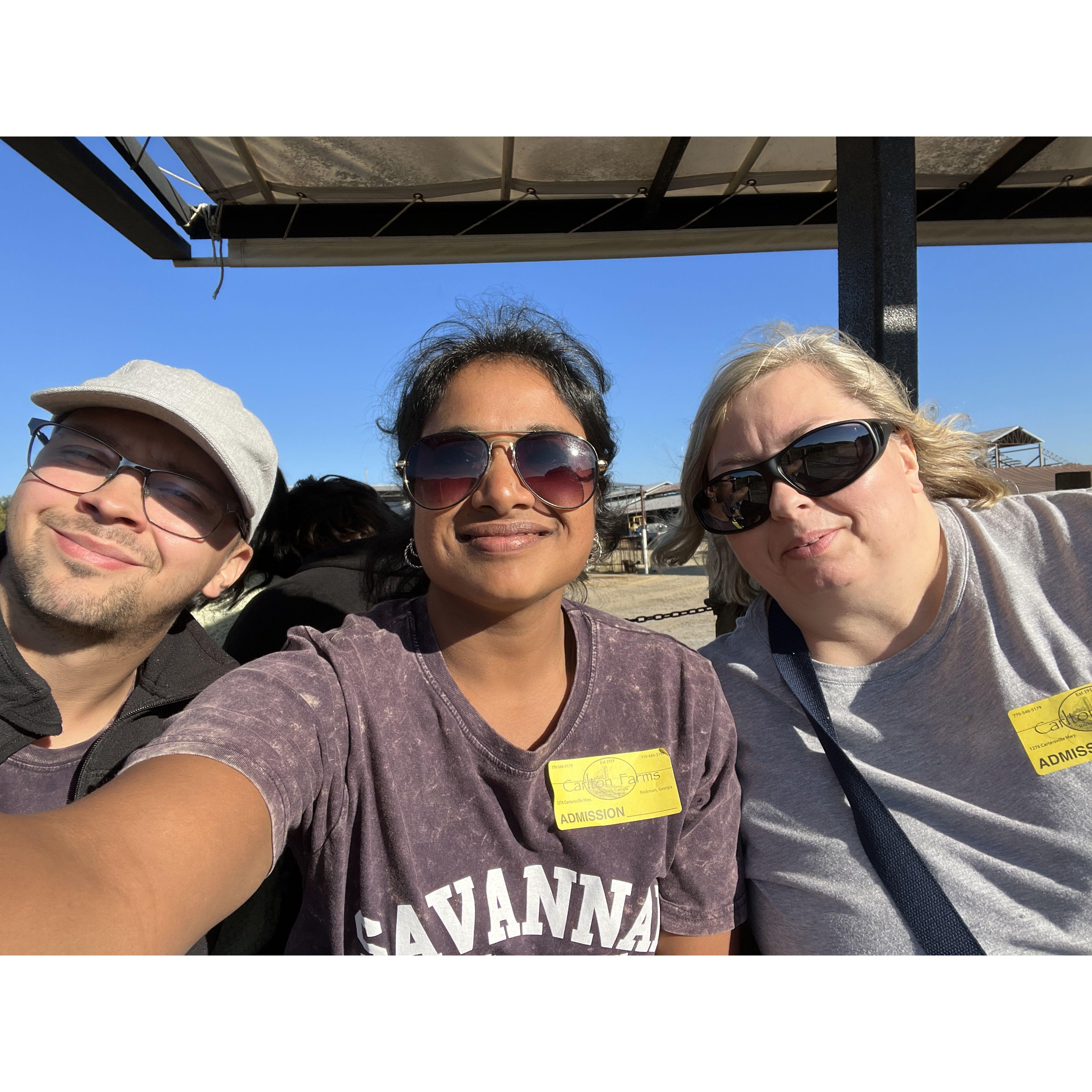 Selfie in a Georgia cornfield with Tyler’s mom — cows and family vibes all around!