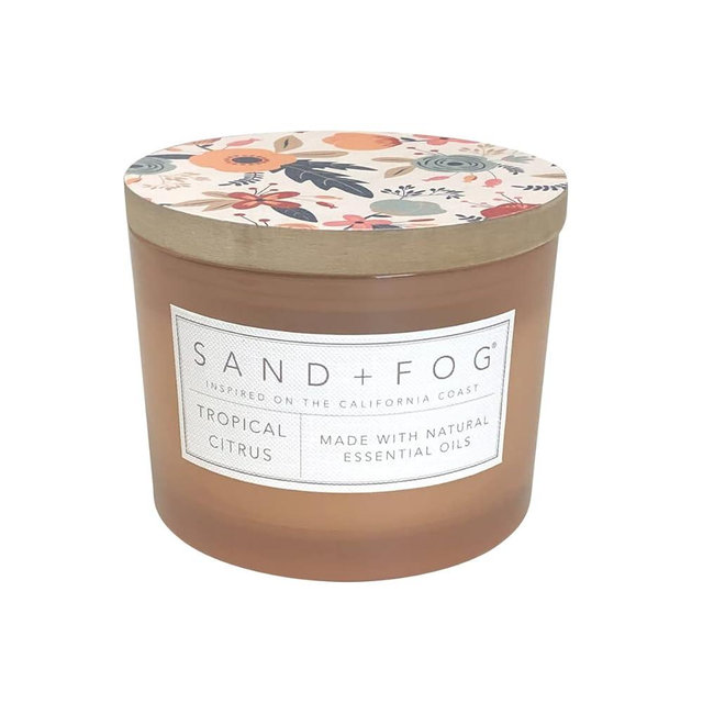 Sand + Fog Scented Candle - Tropical Citrus – Additional Scents and Sizes – 100% Cotton Lead-Free Wick - Luxury Air Freshening Jar Candles - Perfect Home Decor – 12oz