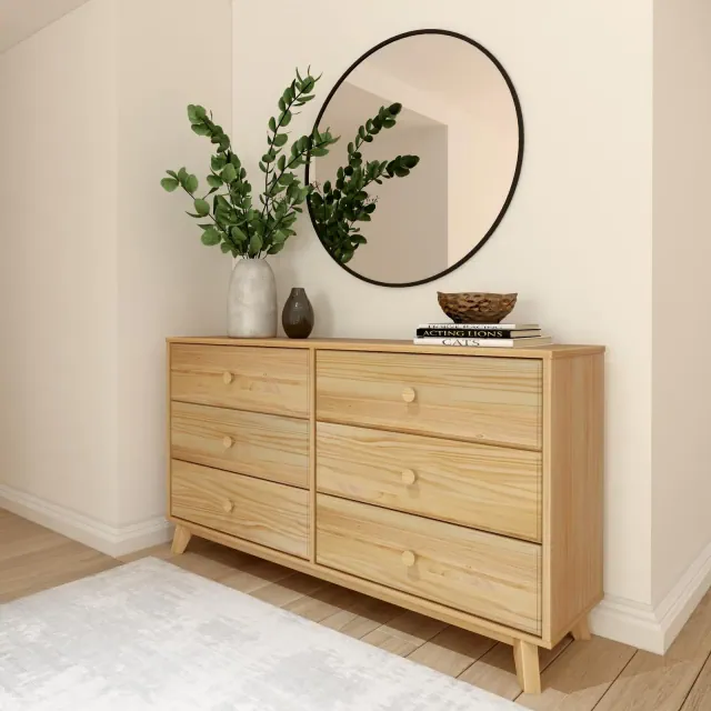 Plank+Beam Solid Wood Classic 6-Drawer Solid Wood Dresser, Storage Dresser for Bedroom, Chest of Drawers