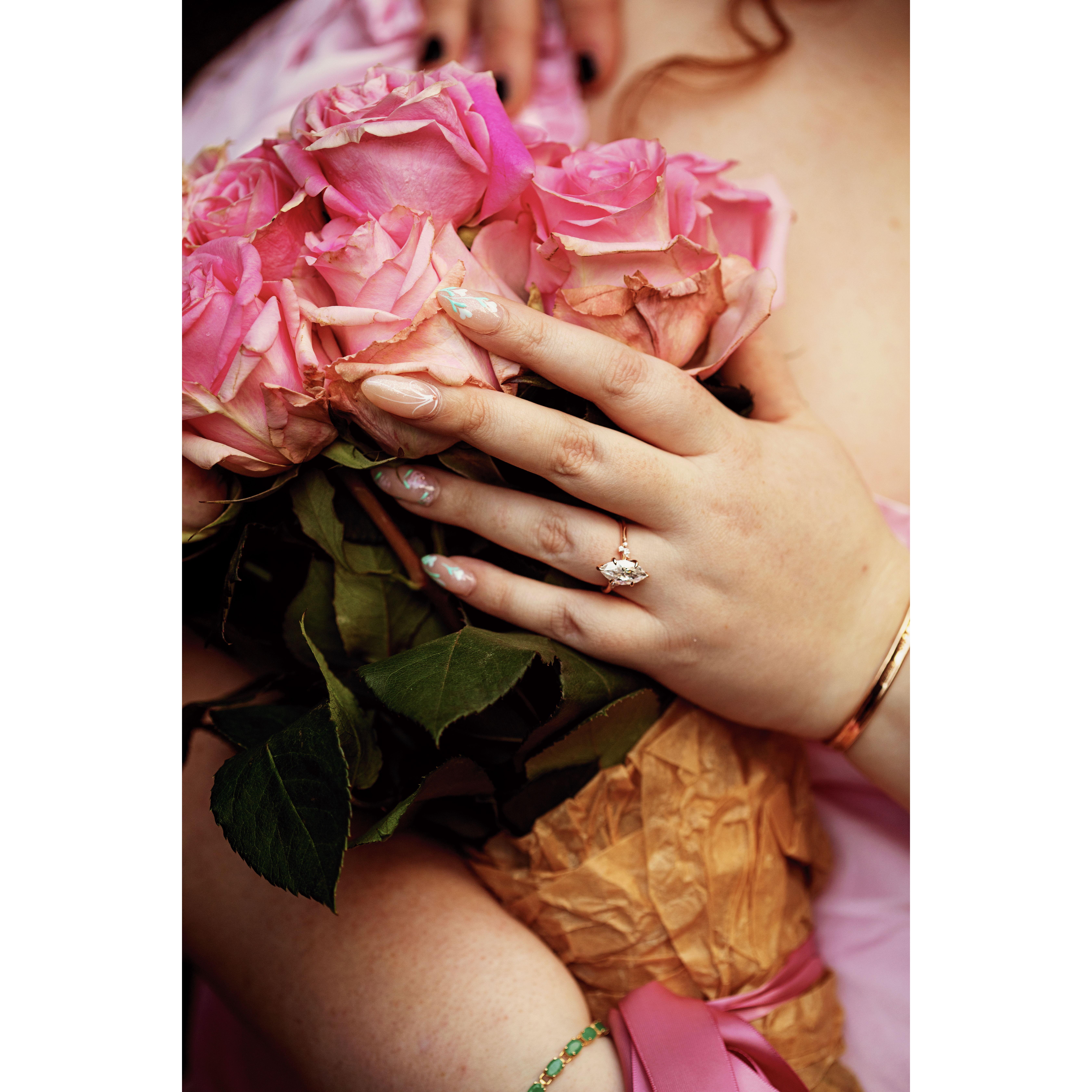 He picked out the ring and the flowers himself!