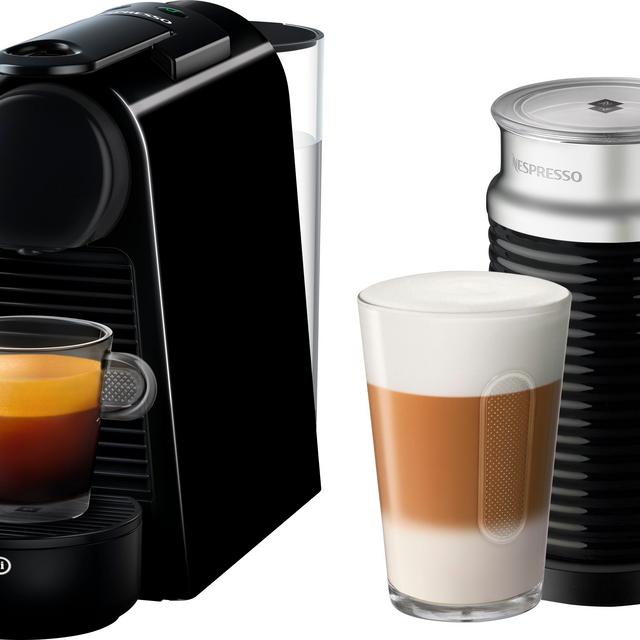 Nespresso - Essenza Mini Espresso Machine with Aeroccino Milk Frother by DeLonghi - Piano Black