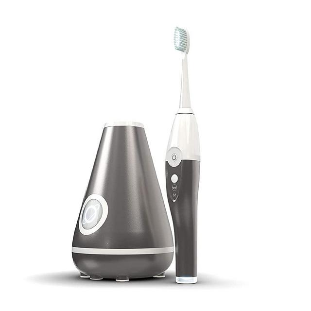 TAO Clean Sonic Toothbrush and Cleaning Station – Stardust Silver – Electric Toothbrush with Patented Docking Technology, Ergonomic Handle, Dual Speed Settings