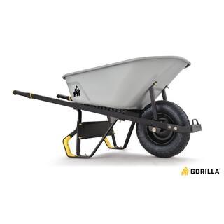 Gorilla 6 cu. ft. PRO Heavy-Duty Steel Tub Wheelbarrow, Steel Braces and Handles, Easy Pivot/Dump Design, 16 in. Pneumatic Wheel GSXD-6