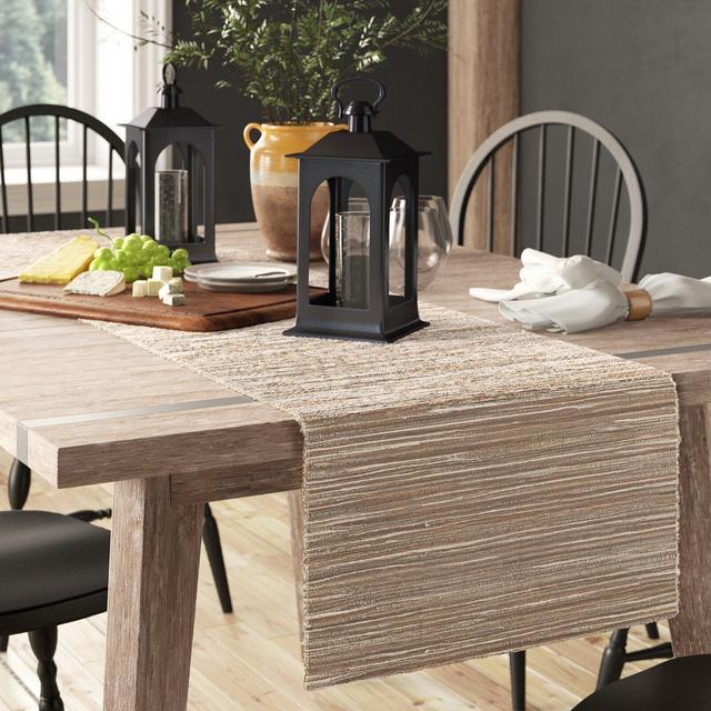Bevis Shimmering Woven Nubby Natural Table Runner