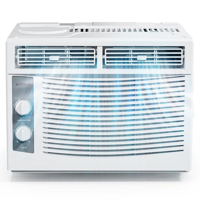 ROVSUN 5000 BTU Window Air Conditioner, Window AC Units with Mechanical Controls & Easy Install Kit, Ideal for Rooms up to 150 Square Feet, 115V/60Hz, White