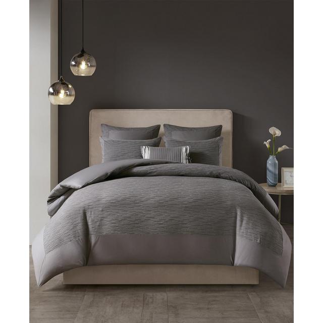 N Natori Hanae King Cotton Blend Yarn Dyed 3 Piece Comforter Set