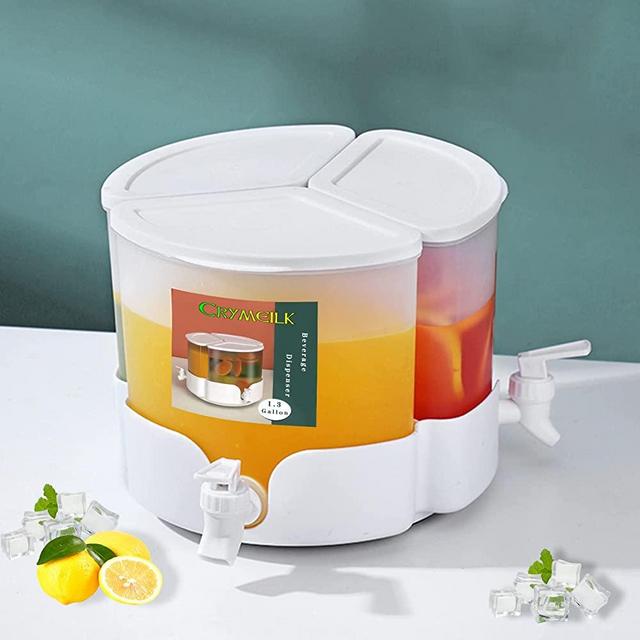 Beverage Dispenser, Crymeilk Rotate 360 Degrees Punch Dispensers for Parties, Removable Plastic Juice Dispenser with Leak Free Spigot and Lid, Easy to Clean and a High Tolerance