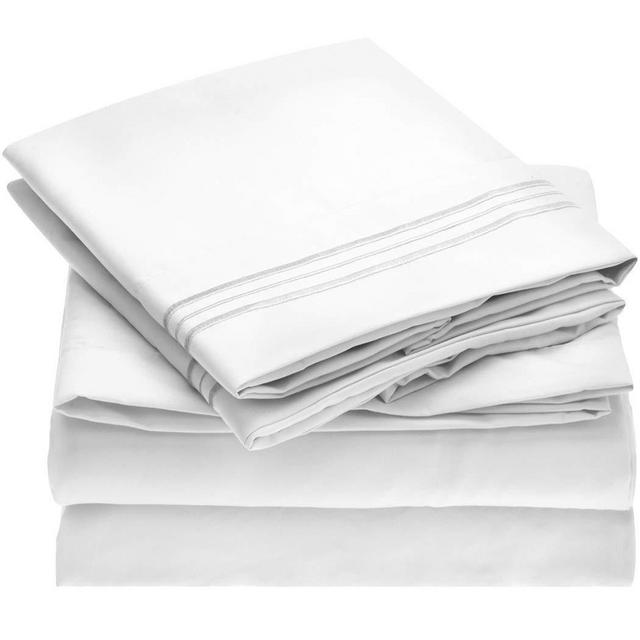 Mellanni Full Size 4 Piece Sheet Set - Hotel Luxury in White