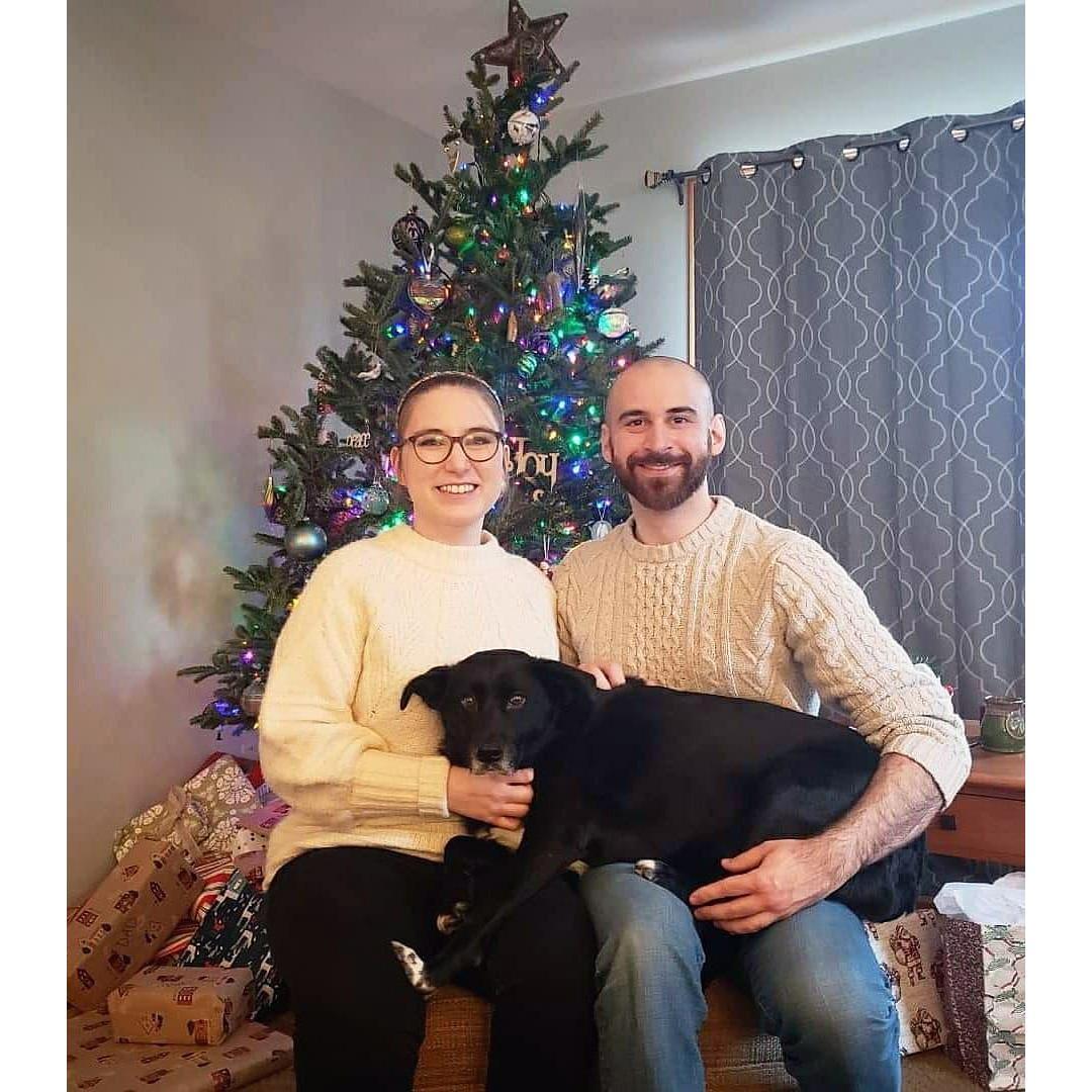The most recent photo of us from Christmas! Luna looks very unhappy having her photo taken.