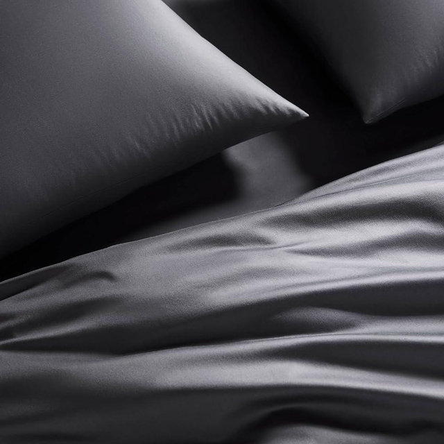 Brooklinen Luxury Sateen 4 Piece California King Size Sheets Set in Slate Grey - 100% Cotton Sateen Sheets - 1 Fitted Sheet, 1 Flat Sheet, 2 Pillowcases - Best Luxury Sheets