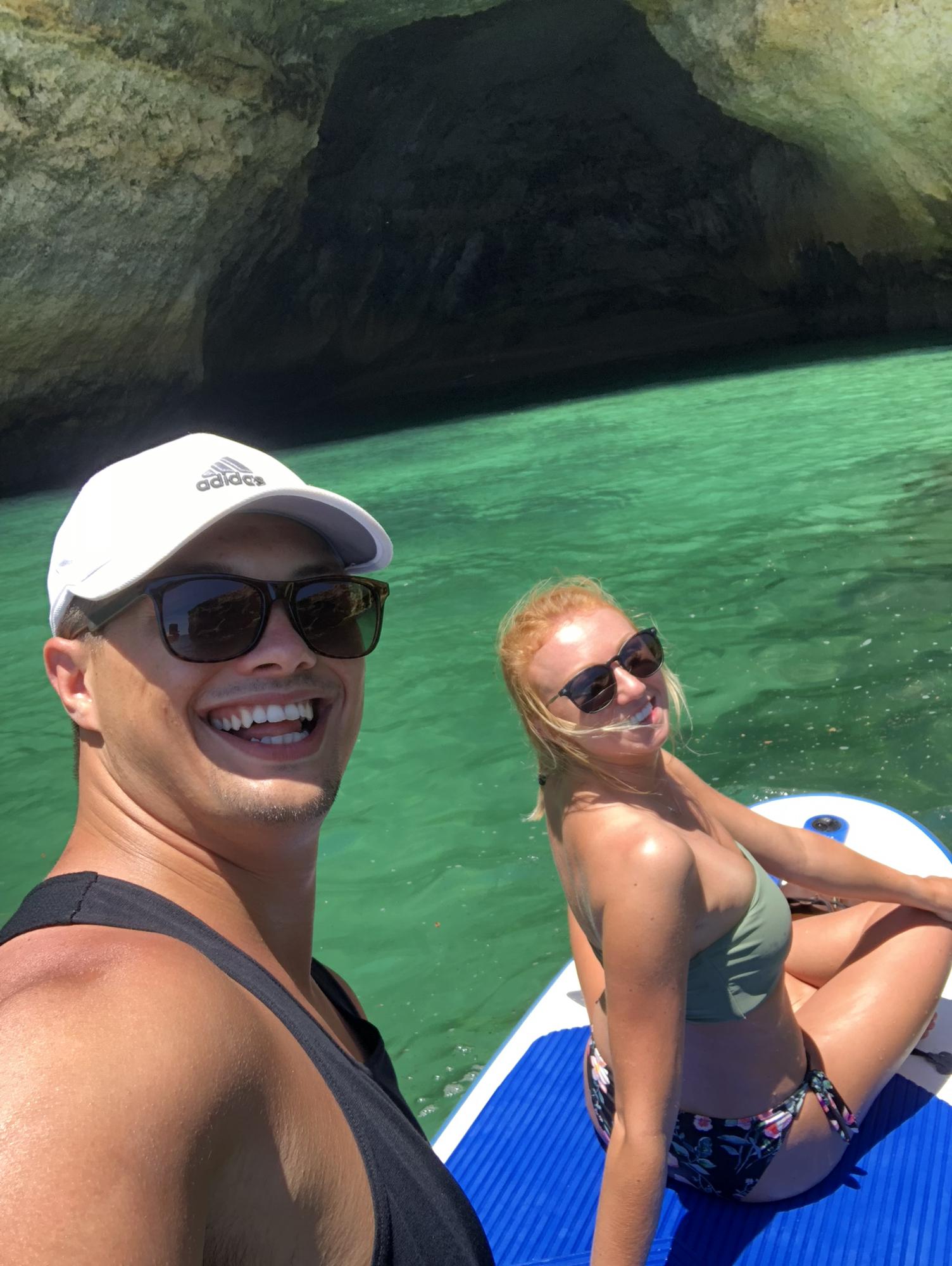 Paddle boarding through the Benagil Caves in Portugal