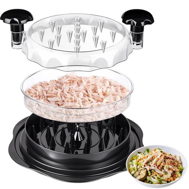 JOPPLIM Chicken Breast Shredder, Chicken Shredder Tool Twist Large, Meat Shredder Tool Twist with Separate Plate, Non-Slip Bottom, Ergonomic Handle, Suitable for all kinds of Cooked Meat and Salad